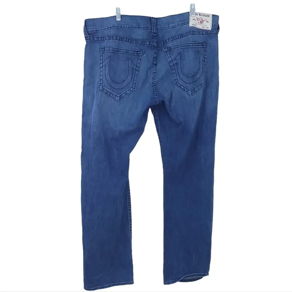 True Religion Ricky Relaxed Straight Jeans Size 40x32 Blue Jean Denim Men